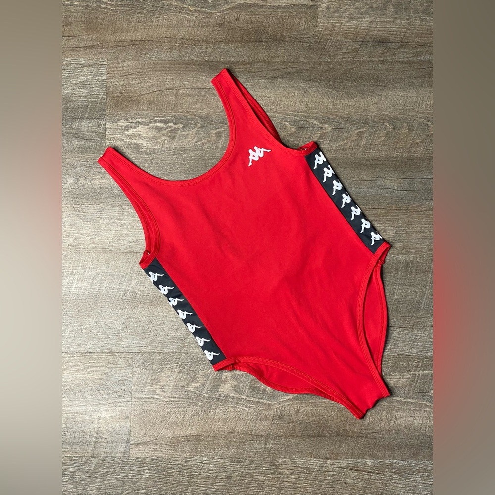 NWT Kappa 222 Banda Auber One-Piece Low-Back Swimsuit in Red